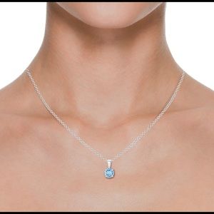 Aquamarine solitaire crystal pendants w/ necklace silver 925